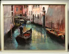 Man on a gondola by Blai Thomas Ibanez, oil on canvas, sold Feb 2025