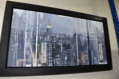 New york at dusk iii by Kris Hardy, mixed media on canvas, sold Feb 2025