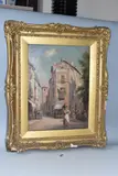 A continental village scene by Trevor Haddon, oil on canvas, sold Feb 2025