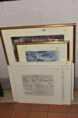 A group of pictures comprising two drawings the first depicts nude by Helen Steinthal, pencil on paper, sold Feb 2025