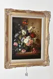 Still life with flowers by B. Pal, oil on board, sold Feb 2025