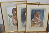 Comprising a nude kneeling by Owen Ronald Olley, 1989, WATERCOLOUR, sold Feb 2025