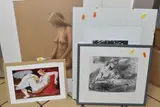 After leda and the swan by Peter Blake, print on card, sold Feb 2025