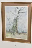 Landscape with dog by Cecil J Thornton, watercolour on paper, sold Feb 2025
