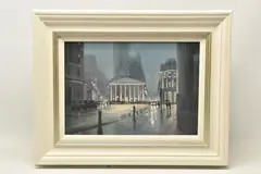 Twilight at the royal exchange by Charles Rowbotham, oil on board, sold Jan 2025