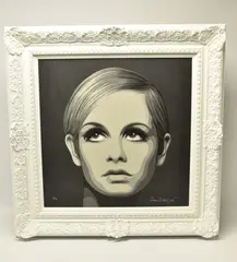 Twiggy by Simon Claridge, print on board, sold Jan 2025