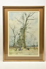 Landscape with dog by Cecil J Thornton, watercolour on paper, offered Jan 2025