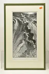 The longest flight'' by Colin See Paynton, woodcut, sold Jan 2025