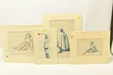 Comprising a seated nude leaning on her by Helen Steinthal, ink on paper, offered Jan 2025