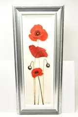 Poppy pods iii by Chloe Nugent, mixed media on board, sold Jan 2025