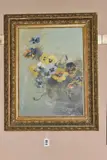 A tabletop still life scene by Uriel Hartmann, 1973, oil on canvas, sold Jan 2025