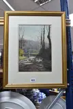 Geese in a lane by James George Bingley, 1874, watercolour on paper, sold Dec 2024