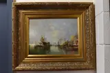 A nostalgic maritime harbour scene by M Payne, oil on board, sold Dec 2024