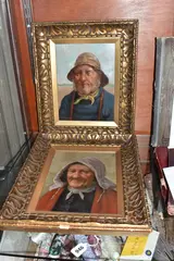 Portraits of a fisherman and his wife by David W. Haddon, oil, sold Dec 2024