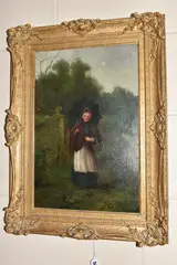 A genre portrait of a female figure by John Andrew McCOLVIN, oil on board, sold Dec 2024