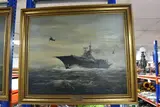 H.m.s. hermes by E. G. Burrows, oil on canvas board, sold Dec 2024