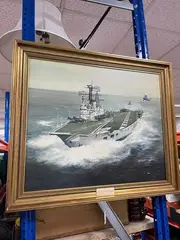 H.m.s. ark royal by E. G. Burrows, oil on board, sold Dec 2024