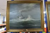 H.m.s. repulse by E. G. Burrows, oil on canvas board, sold Dec 2024