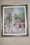 Flower market with figures by Johnny Gaston, oil, sold Nov 2024