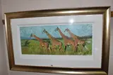 Four giraffes by Rolf Harris, print, sold Nov 2024