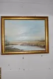 An extensive landscape with water by Dennis Harper, oil on canvas, sold Nov 2024