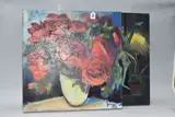 A still life study of flowers in a vase by Paul Martinez-Frias, oil, sold Nov 2024