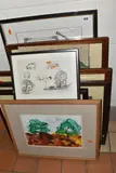 A monoprint depicting animals in a landscape by Joan Zuckerman, charcoal, sold Nov 2024