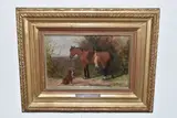 Waiting for master by Arthur Batt, 1909, oil on card, sold Oct 2024
