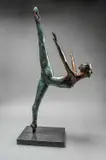 Ballet dancer Bronze with brown and green patina on a black marble base by Jonathan Wylder, Bronze with brown and green patina on a black marble base, sold Dec 2024