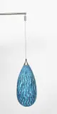 Hanging Wall Piece blue wax resist conical form with polished aluminium by Peter Beard, sculpture, offered Dec 2024