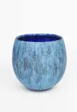 Vessel with vertical lines blue wax resist by Peter Beard, photograph, sold Dec 2024