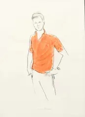 Men's Fashion II by Henry Koehler, watercolor, offered Oct 2024