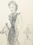 Fashion Design by Jacques Fath, drawing, offered Oct 2024