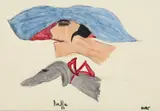 Woman with a dog by Dorte Clara Dodo Burgner, drawing, offered Oct 2024