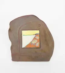 Ceramic Card, 1972painted in colourssigned, dated and dedicated to the reverse21.5cm by Gordon Baldwin, Ceramic Card, sold Oct 2024
