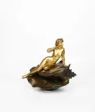 The Echo a large patinated bronze sculpture of a naked lady resting on by Emmanuel Villanis, bronze, sold Oct 2024