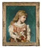 Portrait of a young girl by Albert Hood, Oil on canvas, offered Oct 2024
