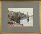 Looe Harbour by Herbert Edward Butler, Watercolour, sold Oct 2024