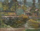 Old Mill on the River Blanice Signed Minařík by Jan Minařík, Oil on canvasboard, offered Jun 2024