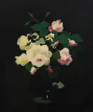Still life with roses in a glass vase Signed Stuart Park by Stuart Park, Oil on canvas, sold Jun 2024