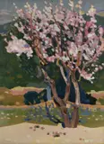 A tree in blossom Signed E Yarrow Jones by Ernest Yarrow Jones, Oil on board, sold Jun 2024