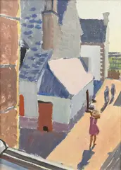 View from a window by Rudolph Ihlee, Oil on board, sold Jun 2024