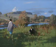 Women in the water meadows Signed GEORGE HENRY by George Henry, Oil on canvas, sold Jun 2024