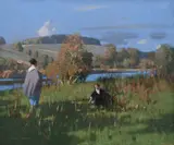 Women in the water meadows Signed GEORGE HENRY by George Henry, Oil on canvas, sold Jun 2024
