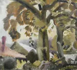 Trees and Cottages Signed Hitchens by Ivon Hitchens, Oil on canvas, sold Jun 2024