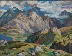 The Five Sisters of Kintail Signed Maclauchlan by John Maclauchlan Milne, Oil on canvas, sold Jun 2024