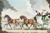 Study of elegant figures in a horse-drawn carriage Signed by Doris Zinkeisen, Oil on canvas, sold Jun 2024