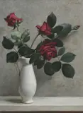 Still life with roses in a white jug Signed J B Souter by John Bulloch Souter, Oil on board, sold Jun 2024