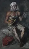 The mandolin player Signed and dated CH Potamianos/1946 by Haralambos Potamianos, Oil on canvas, sold Jun 2024