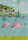 Cornish Harbour and Flamingos Signed with initials JG by Joan Gillchrest, Oil on paper laid on board, sold Jun 2024